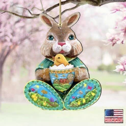 Set Of 2 Easter Bunny Egg With A Chick Wooden Christmas Ornaments 5.5" 9 Set Of 2 Easter Bunny Egg With A Chick Wooden Christmas Ornaments 5.5" -Christmas Decoration Store 8144502 4 44844.1667549622