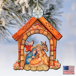 Set Of 2 Nativity House Scene Wooden Christmas Ornaments 5.5" 9 Set Of 2 Nativity House Scene Wooden Christmas Ornaments 5.5" -Christmas Decoration Store 8152630 4 02085.1667549640