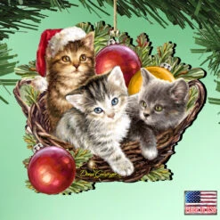Set Of 2 Kittens In A Basket Wooden Christmas Ornaments 5.5" 7 Set Of 2 Kittens In A Basket Wooden Christmas Ornaments 5.5" -Christmas Decoration Store 8161027 1 1607 2 38790.1667549732