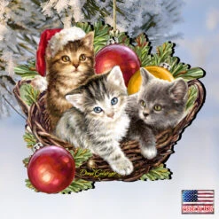 Set Of 2 Kittens In A Basket Wooden Christmas Ornaments 5.5" 9 Set Of 2 Kittens In A Basket Wooden Christmas Ornaments 5.5" -Christmas Decoration Store 8161027 1 1607 4 15276.1667549734