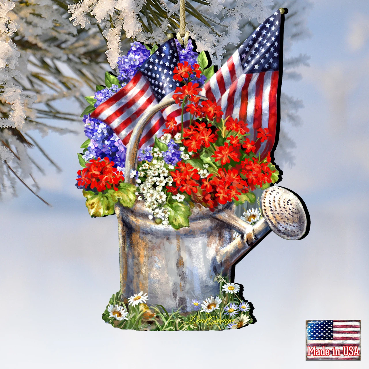 Set Of 2 American Freedom Celebration Wooden Christmas Ornaments 5.5" 6 Set Of 2 American Freedom Celebration Wooden Christmas Ornaments 5.5" - Image 4