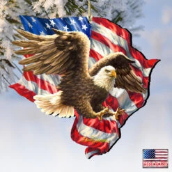 Set Of 2 American Independence Eagle Wooden Ornaments 5.5" -Christmas Decoration Store 8161052 1432 4 11457.1667549745