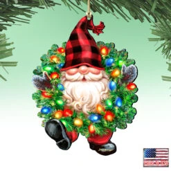 Set Of 2 Gnome Santa Wreath Lights Wooden Christmas Ornaments 5.5" 9 Set Of 2 Gnome Santa Wreath Lights Wooden Christmas Ornaments 5.5" -Christmas Decoration Store 8161053 dg 4 18831.1681987403