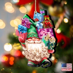 Set Of 2 Gnome Santa Gift Giver Wooden Christmas Ornaments 5.5" 7 Set Of 2 Gnome Santa Gift Giver Wooden Christmas Ornaments 5.5" -Christmas Decoration Store 8161054 dg 2 83071.1681987400