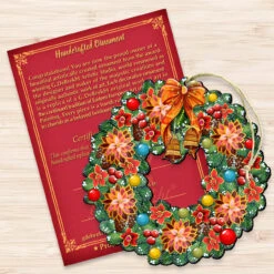 Set Of 2 Christmas Wreath Flowers Wooden Ornaments 5.5" 8 Set Of 2 Christmas Wreath Flowers Wooden Ornaments 5.5" -Christmas Decoration Store 8185307 3 77522.1667549631