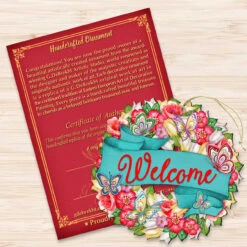 Set Of 2 Butterfly Floral Wreath "Welcome" Wooden ChristmasOrnaments 5.5" 8 Set Of 2 Butterfly Floral Wreath "Welcome" Wooden ChristmasOrnaments 5.5" -Christmas Decoration Store 8185316 3 64689.1667549642