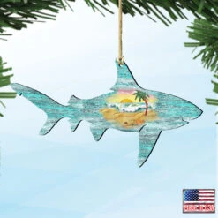 Set Of 2 Shark Beach Scene Wooden Christmas Ornaments 5.5" 9 Set Of 2 Shark Beach Scene Wooden Christmas Ornaments 5.5" -Christmas Decoration Store 8198515 4 12970.1667549673