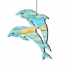 Set Of 2 Dolphins Beach Scene Wooden Christmas Ornaments 5.5" 2 Set Of 2 Dolphins Beach Scene Wooden Christmas Ornaments 5.5" -Christmas Decoration Store 8198519 1 98709.1667549683