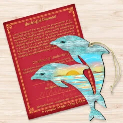 Set Of 2 Dolphins Beach Scene Wooden Christmas Ornaments 5.5" -Christmas Decoration Store 8198519 3 38108.1667549684
