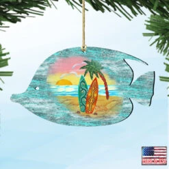 Set Of 2 Fish Beach Scene Wooden Christmas Ornaments 5.5" 9 Set Of 2 Fish Beach Scene Wooden Christmas Ornaments 5.5" -Christmas Decoration Store 8198527 4 54886.1667549722