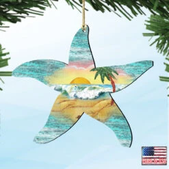 Set Of 2 Starfish Beach Scene Wooden Christmas Ornaments 5.5" 9 Set Of 2 Starfish Beach Scene Wooden Christmas Ornaments 5.5" -Christmas Decoration Store 8198531 4 30638.1667549690