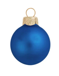 12ct Blue Glass Matte Christmas Ball Ornaments 2.75" (65mm)