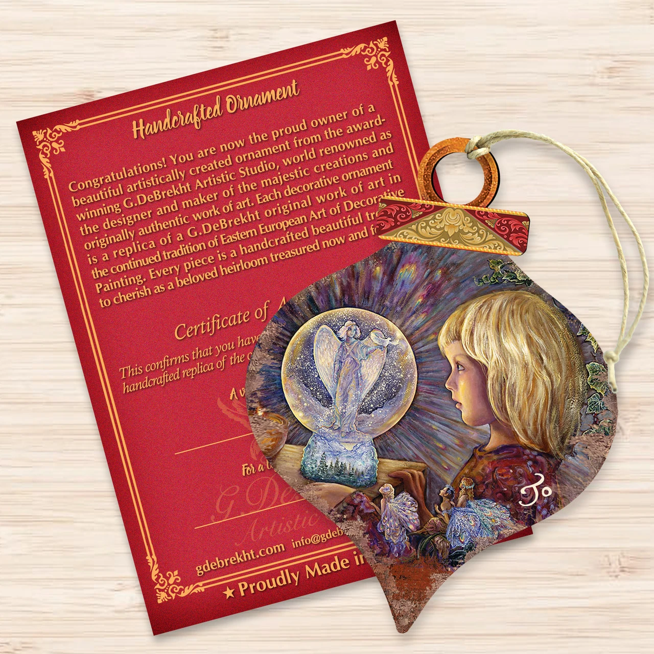 Set Of 2 Little Girl With Fairies Wooden Christmas Ornaments 5.5" 5 Set Of 2 Little Girl With Fairies Wooden Christmas Ornaments 5.5" - Image 3