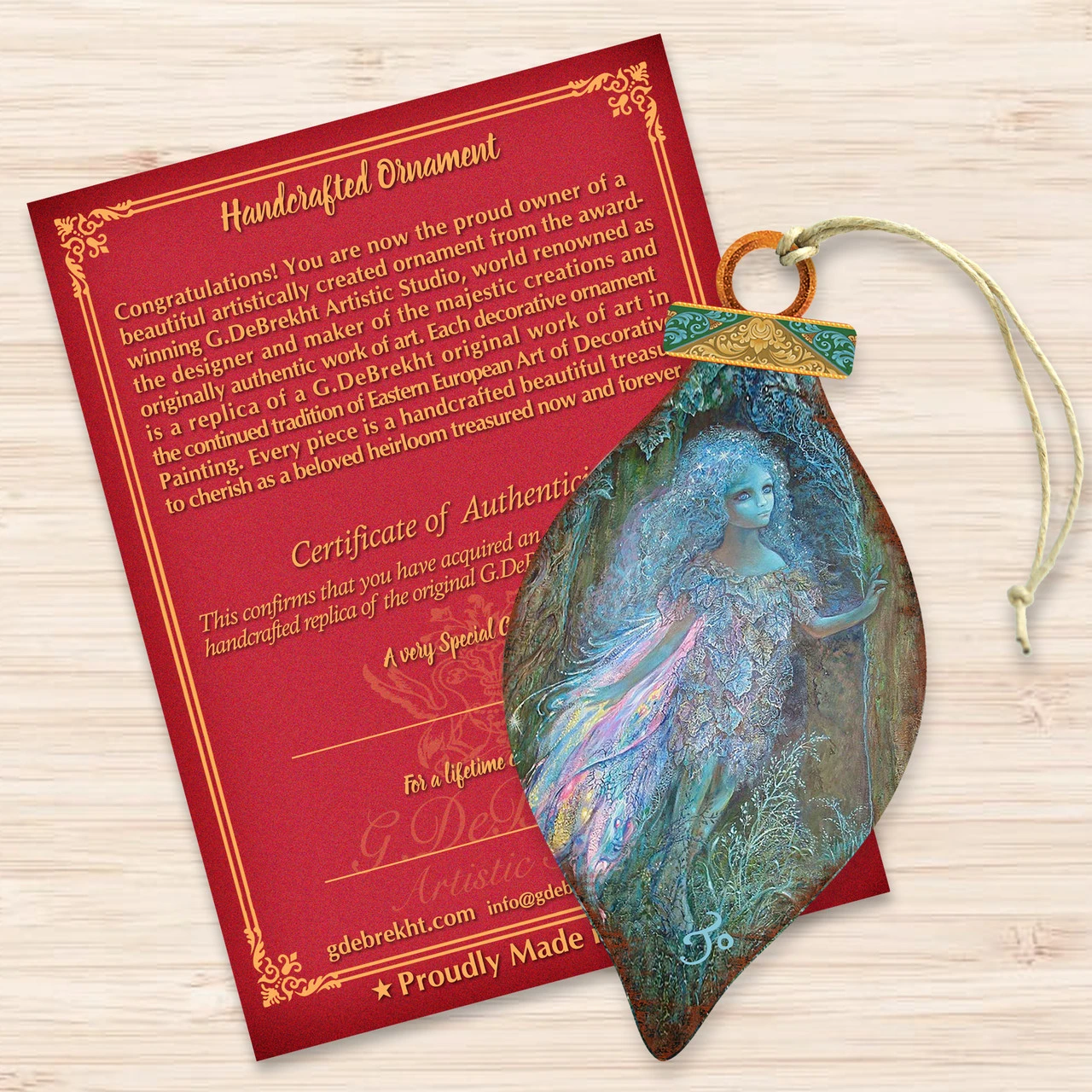 Set Of 2 Luminous Fairy In The Forest Wooden Christmas Ornaments 5.5" 5 Set Of 2 Luminous Fairy In The Forest Wooden Christmas Ornaments 5.5" - Image 3