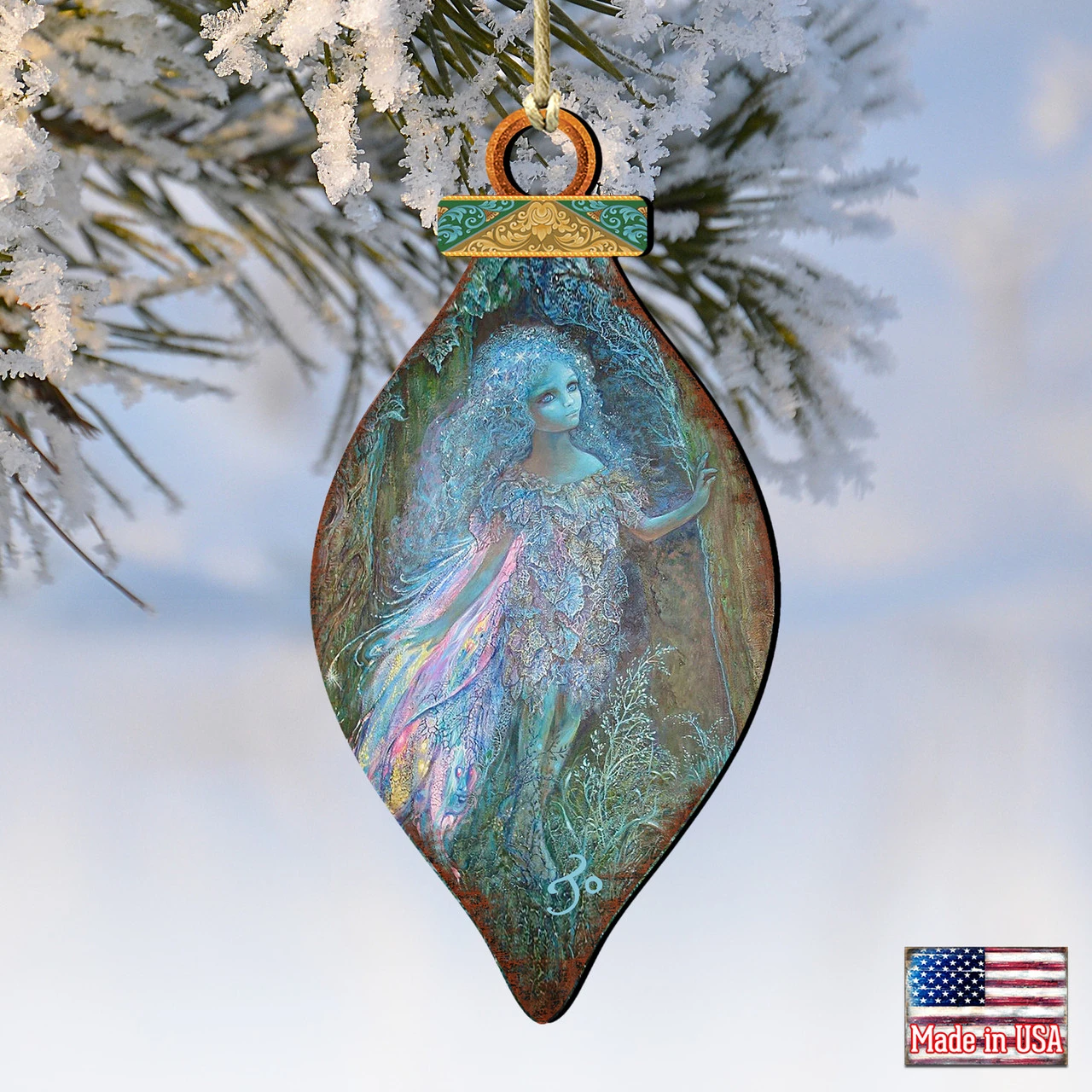 Set Of 2 Luminous Fairy In The Forest Wooden Christmas Ornaments 5.5" 6 Set Of 2 Luminous Fairy In The Forest Wooden Christmas Ornaments 5.5" - Image 4