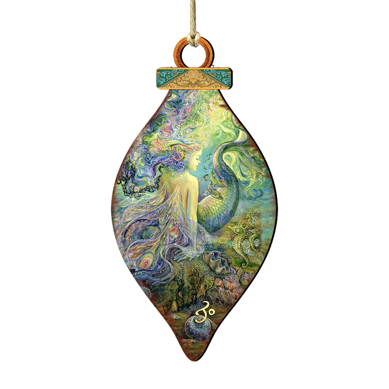 Set Of 2 Mermaid Fairy In The Sea Wooden Christmas Ornaments 5.5" 3 Set Of 2 Mermaid Fairy In The Sea Wooden Christmas Ornaments 5.5"