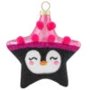 3.75" Pink And Black Penguin Star Christmas Ornament