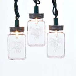 12' Brown Embossed Clear Incandescent Party Celebration Jar Light Set