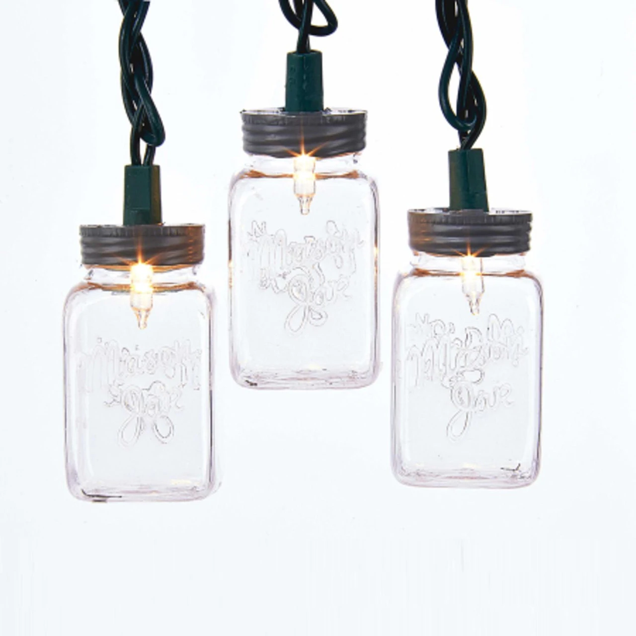 12' Brown Embossed Clear Incandescent Party Celebration Jar Light Set 3 12' Brown Embossed Clear Incandescent Party Celebration Jar Light Set