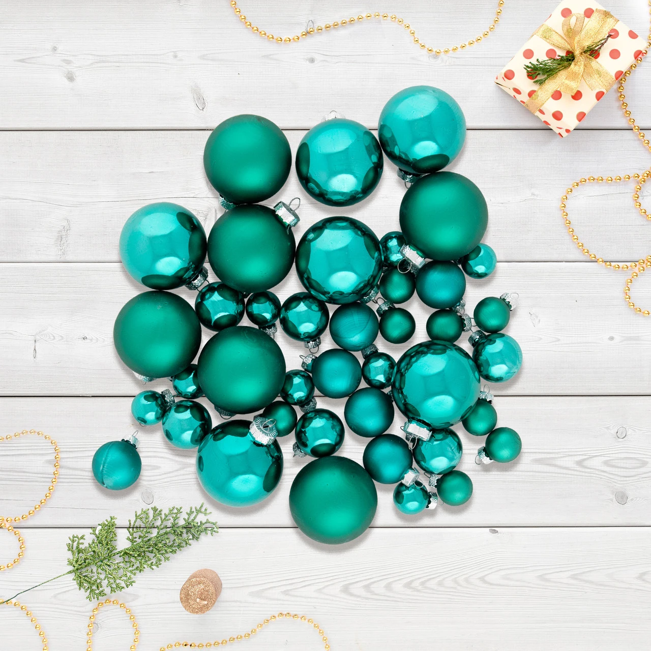 40ct Green 2- Finish Multiple Size Glass Ball Christmas Ornaments 3 40ct Green 2- Finish Multiple Size Glass Ball Christmas Ornaments