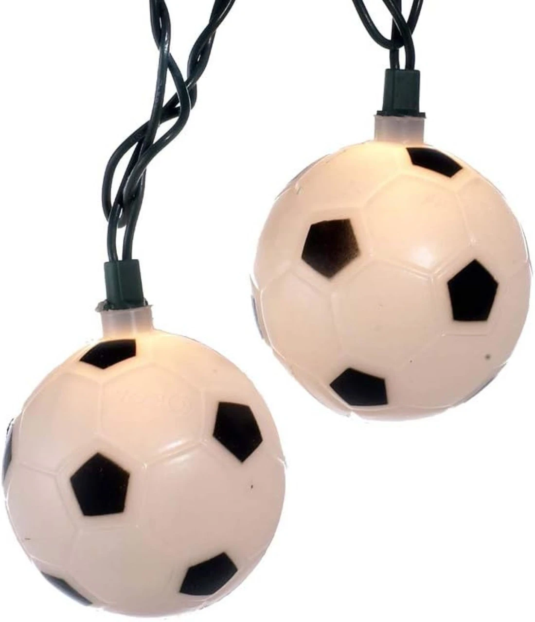 Set Of 10 Soccer Ball Sport Christmas Lights - Green Wire 3 Set Of 10 Soccer Ball Sport Christmas Lights - Green Wire
