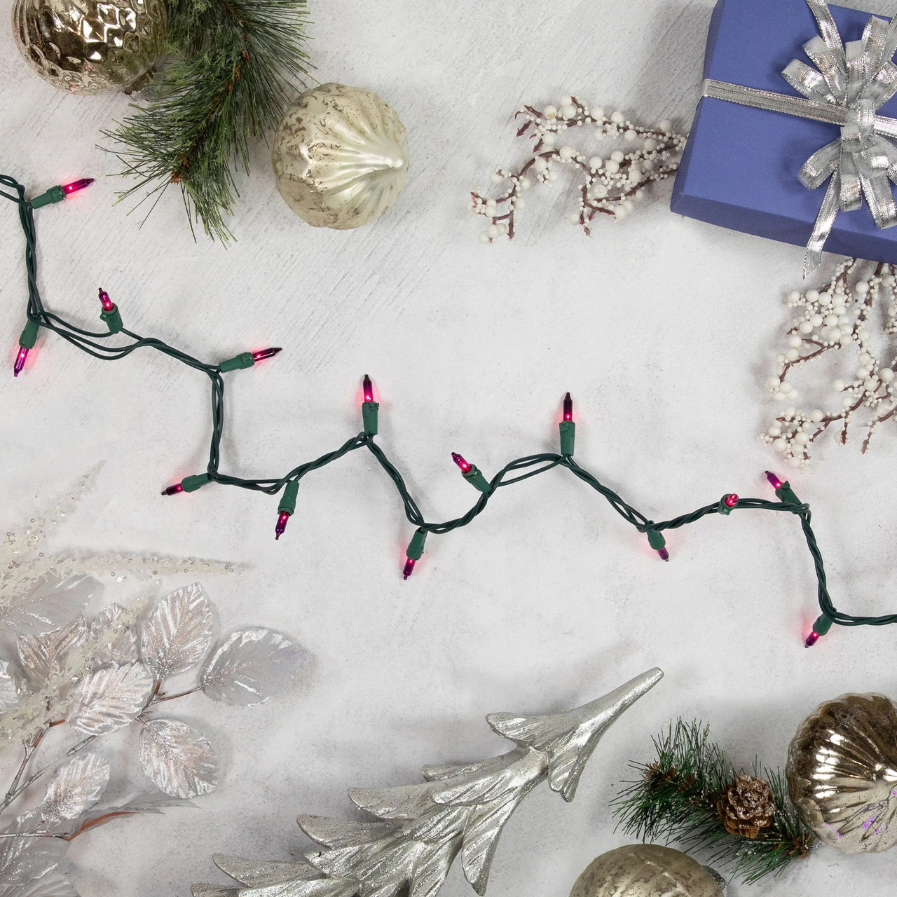 150 Pinkish Purple Chasing 8 Function Mini Christmas Lights - 31.25 Ft Green Wire 4 150 Pinkish Purple Chasing 8 Function Mini Christmas Lights - 31.25 Ft Green Wire - Image 2