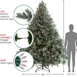9' Pre-Lit Green Flocked Jasper Balsam Fir Artificial Christmas Tree - Clear Lights 15 9' Pre-Lit Green Flocked Jasper Balsam Fir Artificial Christmas Tree - Clear Lights -Christmas Decoration Store 927201 98819.1683050413