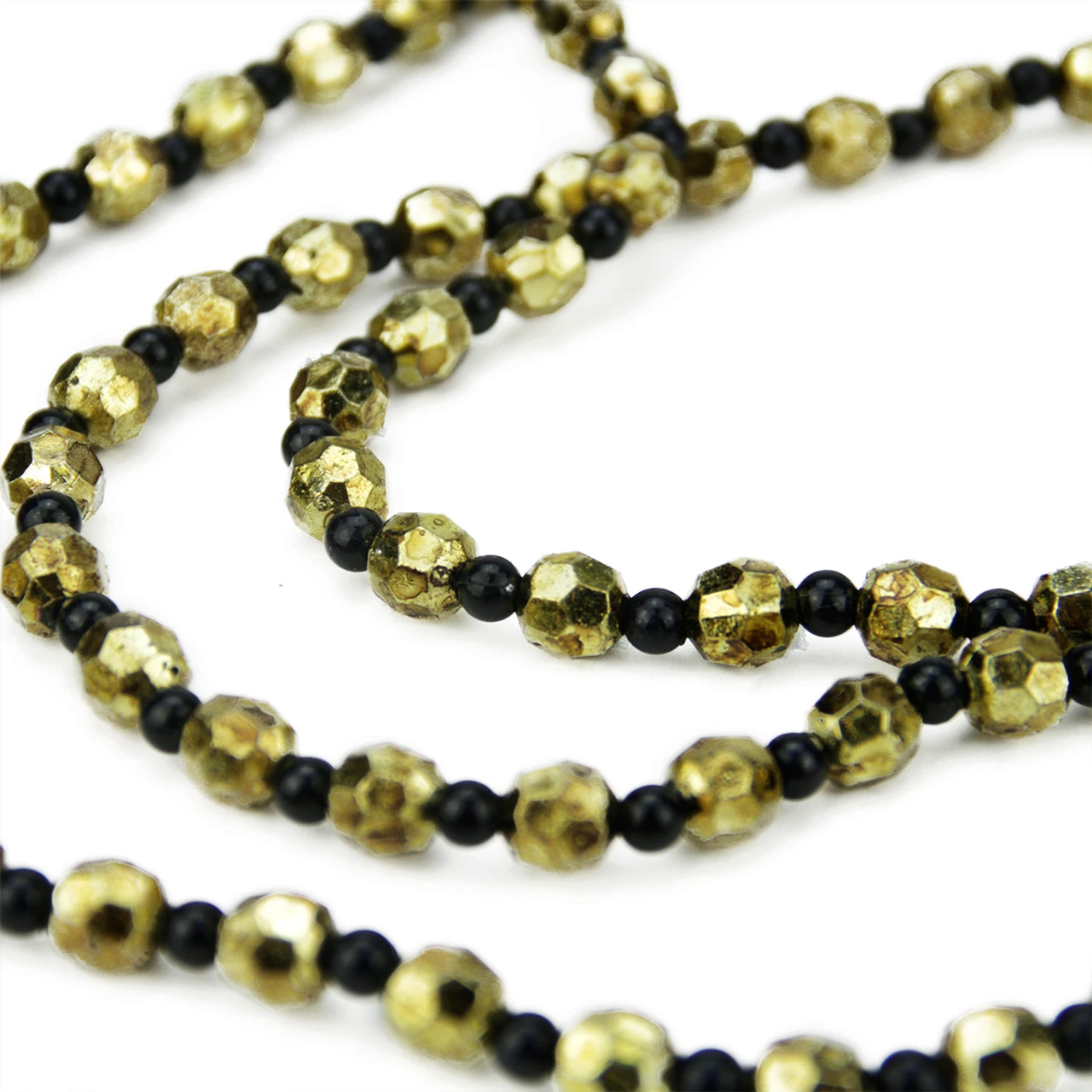 2.5' X 14" Black And Gold Beaded Christmas Garland - Unlit 3 2.5' X 14" Black And Gold Beaded Christmas Garland - Unlit