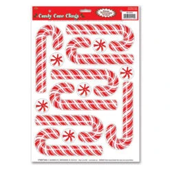 Club Pack Of 168 Candy Cane And Peppermint Candy Window Clings Christmas Decorations 17"