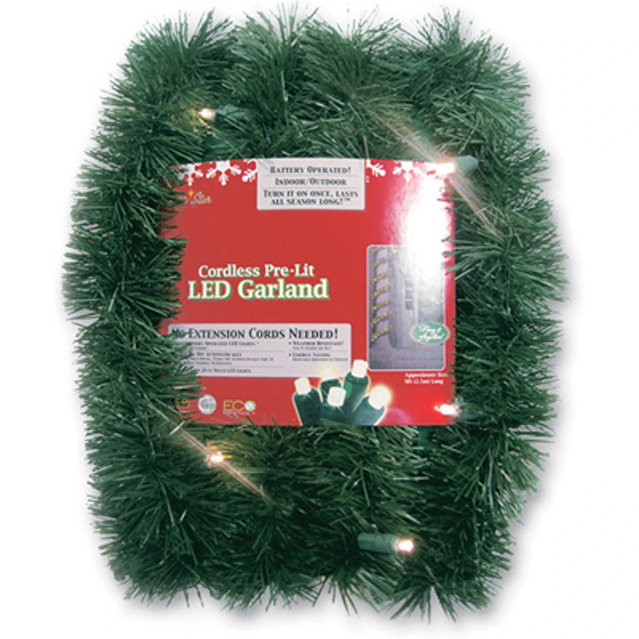 18' Green Pre-Lit LED Battery Operated Sparkling Artificial Christmas Garland 3 18' Green Pre-Lit LED Battery Operated Sparkling Artificial Christmas Garland