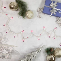 Set Of 100 Purple-Pink Mini Christmas Lights 2.5" Spacing - White Wire