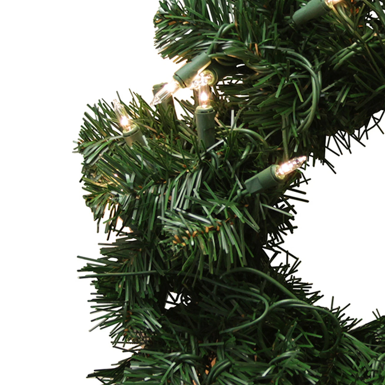 10" Pre-Lit Deluxe Windsor Pine Artificial Christmas Wreath - Clear Lights 5 10" Pre-Lit Deluxe Windsor Pine Artificial Christmas Wreath - Clear Lights - Image 3
