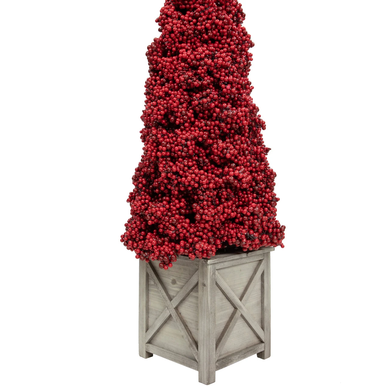 40" Red Berry Cone Potted Christmas Topiary 7 40" Red Berry Cone Potted Christmas Topiary - Image 5