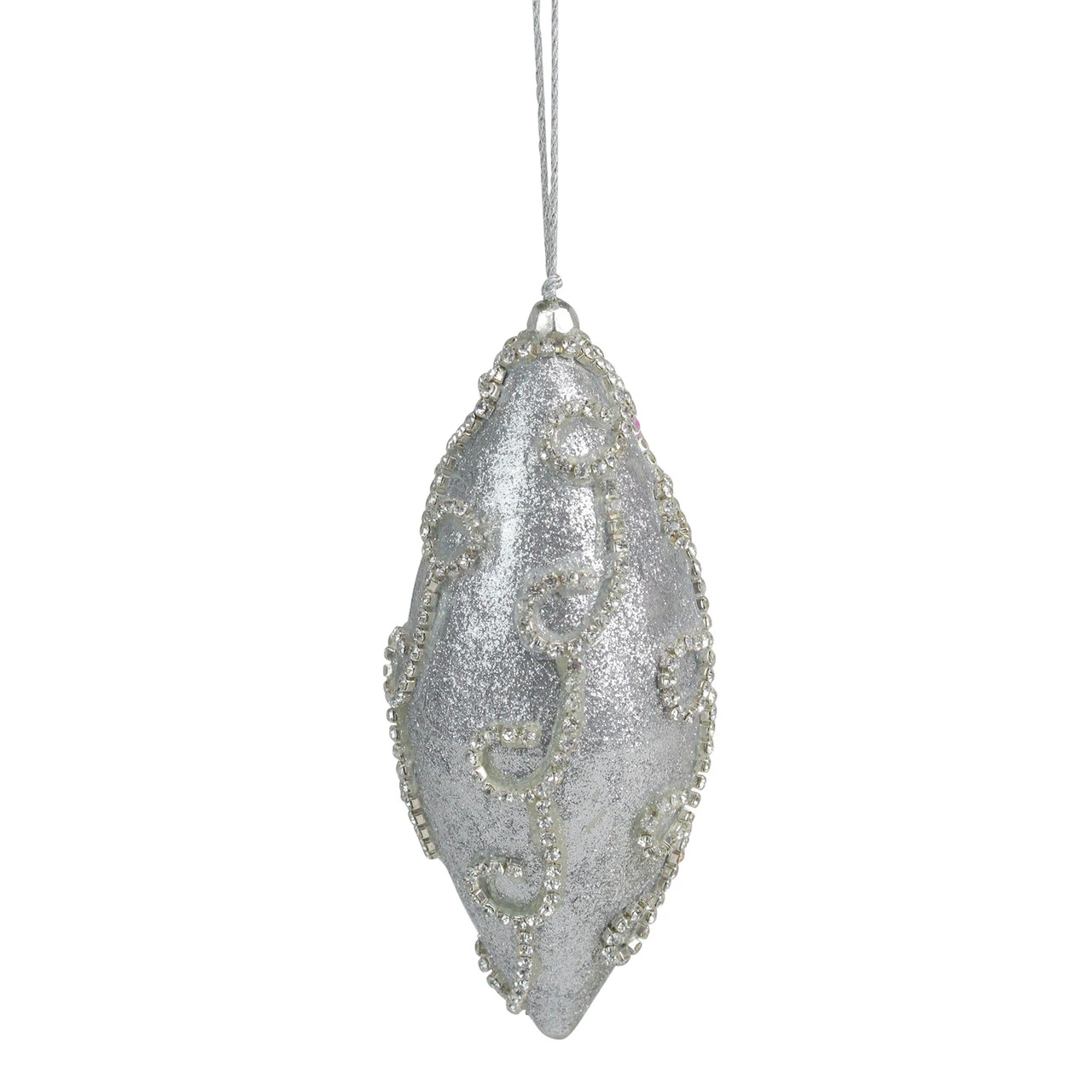 Glitter Silver Shatterproof Christmas Finial Ornament 6" 3 Glitter Silver Shatterproof Christmas Finial Ornament 6"