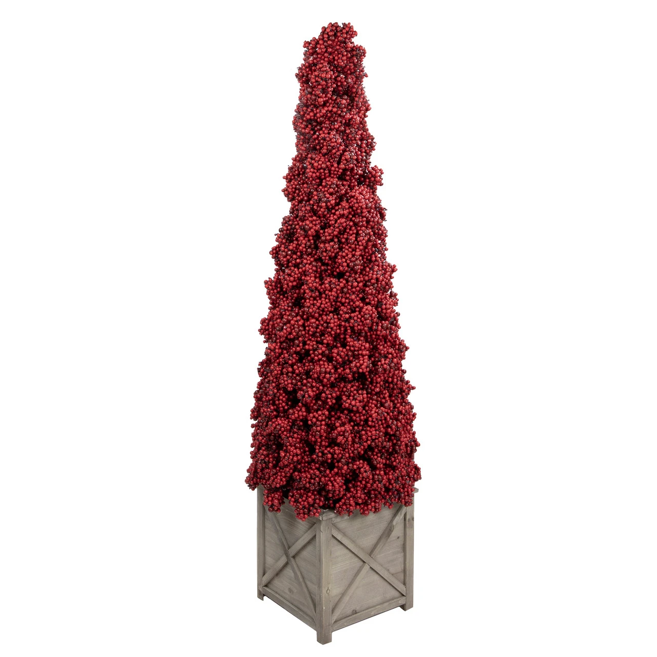 50" Red Berry Cone Potted Christmas Topiary 5 50" Red Berry Cone Potted Christmas Topiary - Image 3