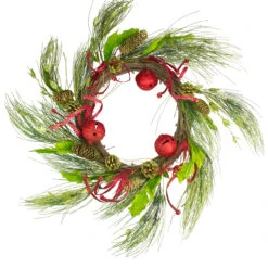 Red And Green Jingle Bell Glitter Artificial Christmas Wreath - 21-Inch, Unlit