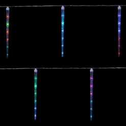 5 Multi Color Dripping Transparent Icicle Christmas Light Tubes - 13 Ft Clear Wire