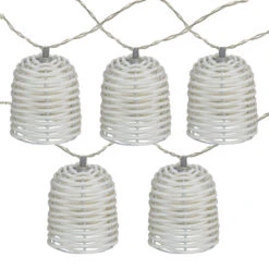 10 Battery Operated White LED Lantern Mini Christmas Lights - 5.75 Ft White Wire