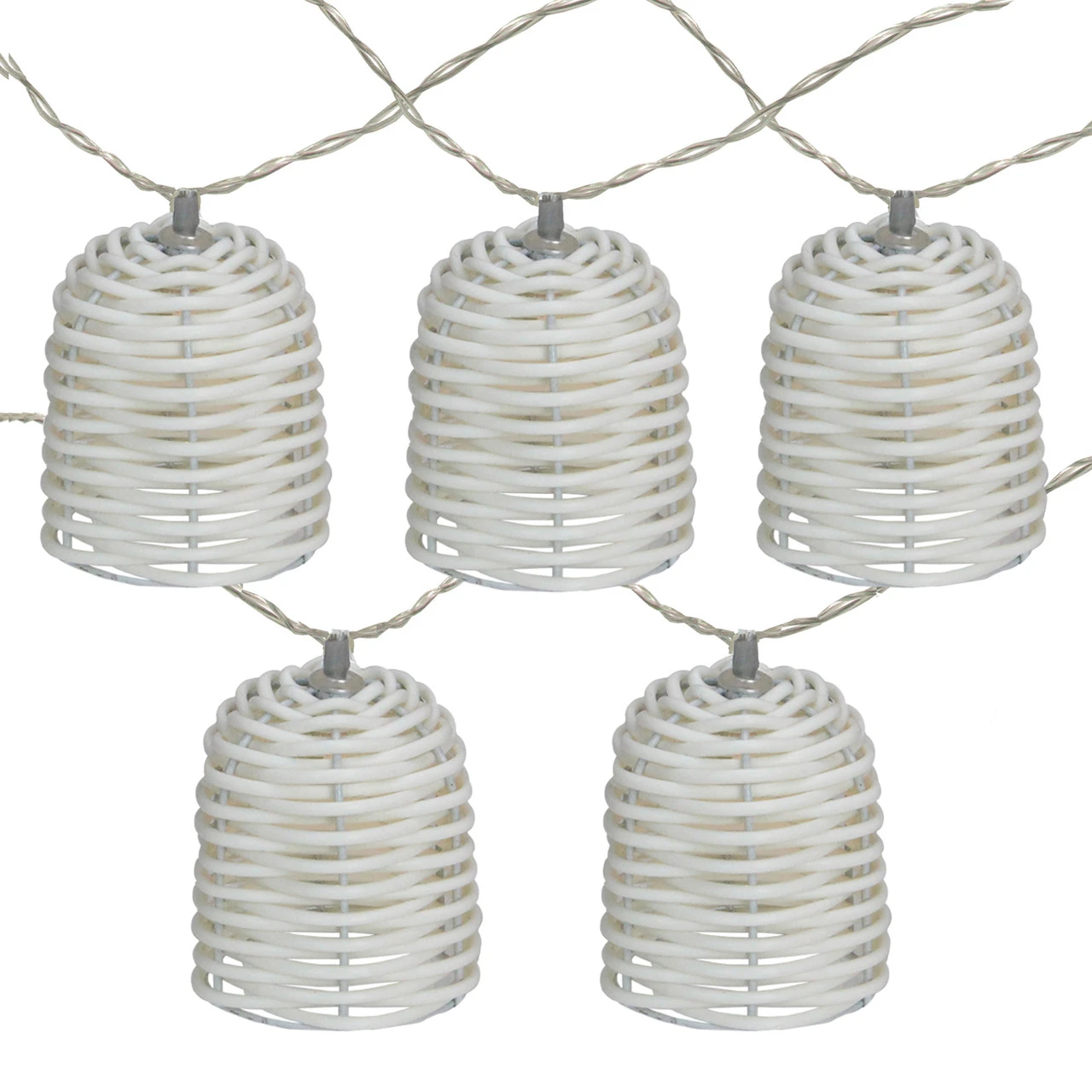 10 Battery Operated White LED Lantern Mini Christmas Lights - 5.75 Ft White Wire 3 10 Battery Operated White LED Lantern Mini Christmas Lights - 5.75 Ft White Wire