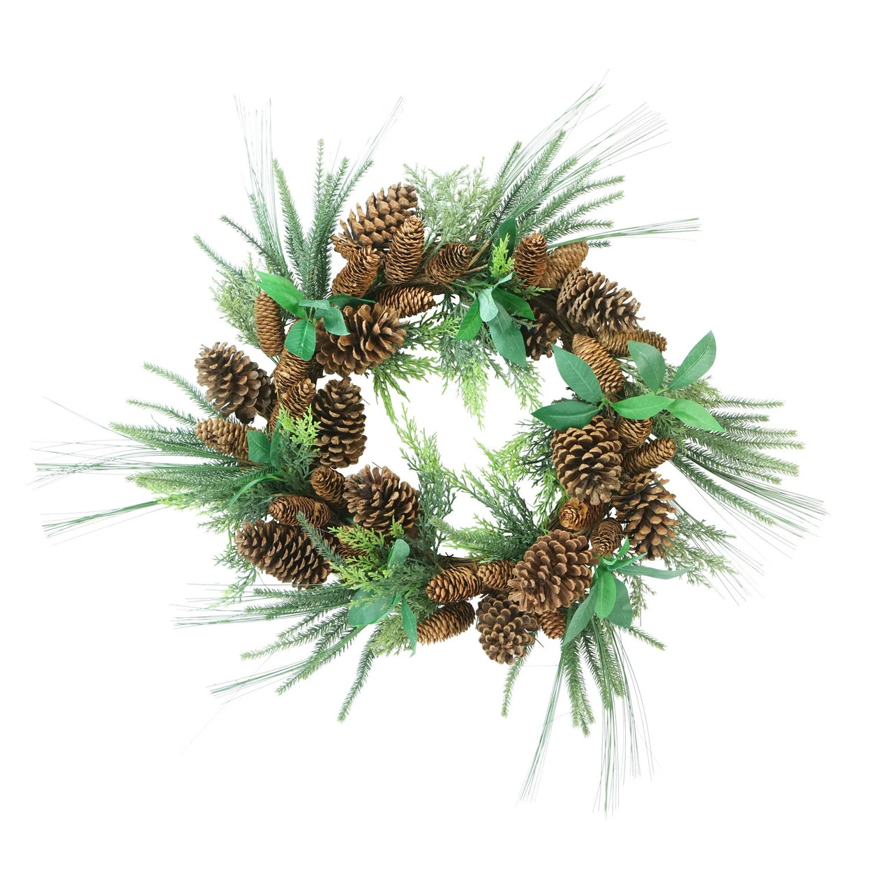 Green Foilage With Mixed Pinecones Artificial Christmas Wreath - 24-Inch, Unlit 3 Green Foilage With Mixed Pinecones Artificial Christmas Wreath - 24-Inch, Unlit