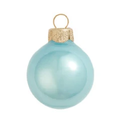 4ct Baby Blue Pearl Glass Christmas Ball Ornaments 4.75" (120mm)