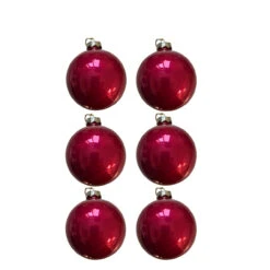 6ct Raspberry Pink Pearl Glass Christmas Ball Ornaments 4" (100mm)