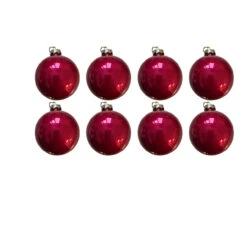 8ct Raspberry Pink Pearl Glass Christmas Ball Ornaments 3.25" (80mm)