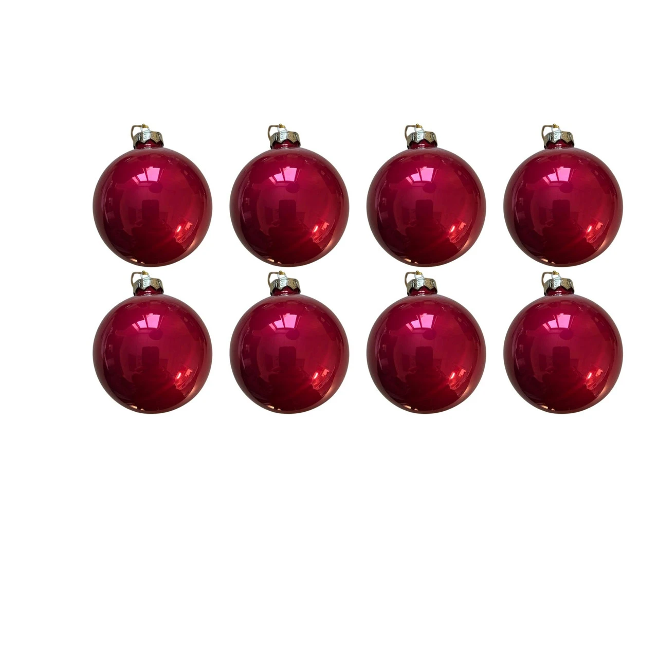 8ct Raspberry Pink Pearl Glass Christmas Ball Ornaments 3.25" (80mm) 3 8ct Raspberry Pink Pearl Glass Christmas Ball Ornaments 3.25" (80mm)