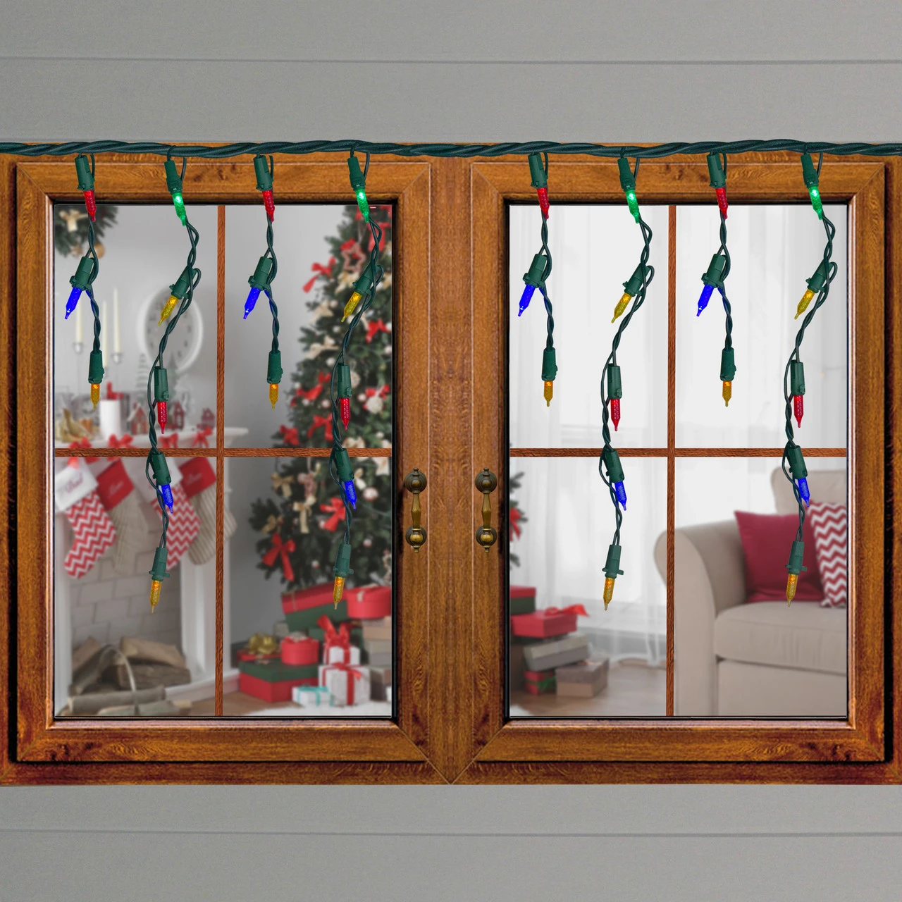 Set Of 70 Multi-Color LED M5 Icicle Christmas Lights – 10ft Green Wire 4 Set Of 70 Multi-Color LED M5 Icicle Christmas Lights – 10ft Green Wire - Image 2