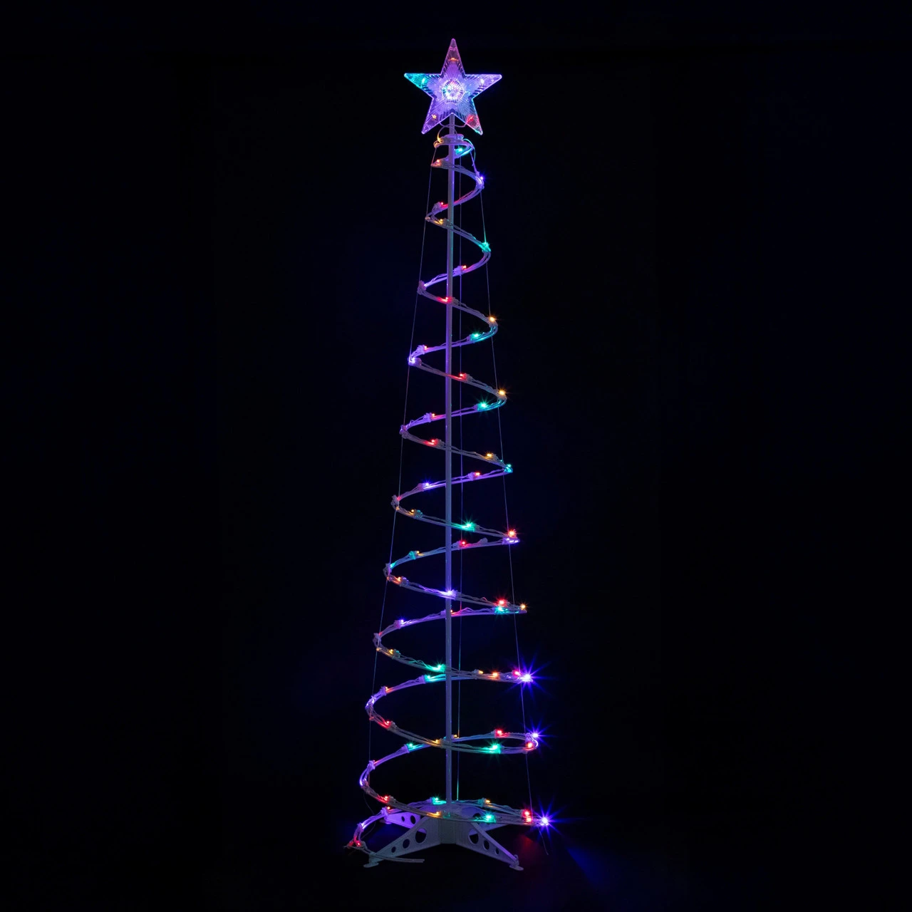 Set Of 3 LED Lighted Multi-Color Outdoor Spiral Christmas Cone Trees 3', 4', And 6' 6 Set Of 3 LED Lighted Multi-Color Outdoor Spiral Christmas Cone Trees 3', 4', And 6' - Image 4