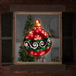 19.5" Lighted Red Christmas Ornament Window Silhouette 7 19.5" Lighted Red Christmas Ornament Window Silhouette -Christmas Decoration Store brightstar masswhiteicicle plug 93066.1667569740