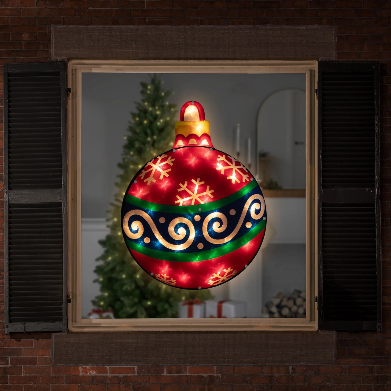 19.5" Lighted Red Christmas Ornament Window Silhouette 5 19.5" Lighted Red Christmas Ornament Window Silhouette - Image 3