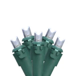 50ct Pure White LED Wide Angle Christmas Lights, Green Wire