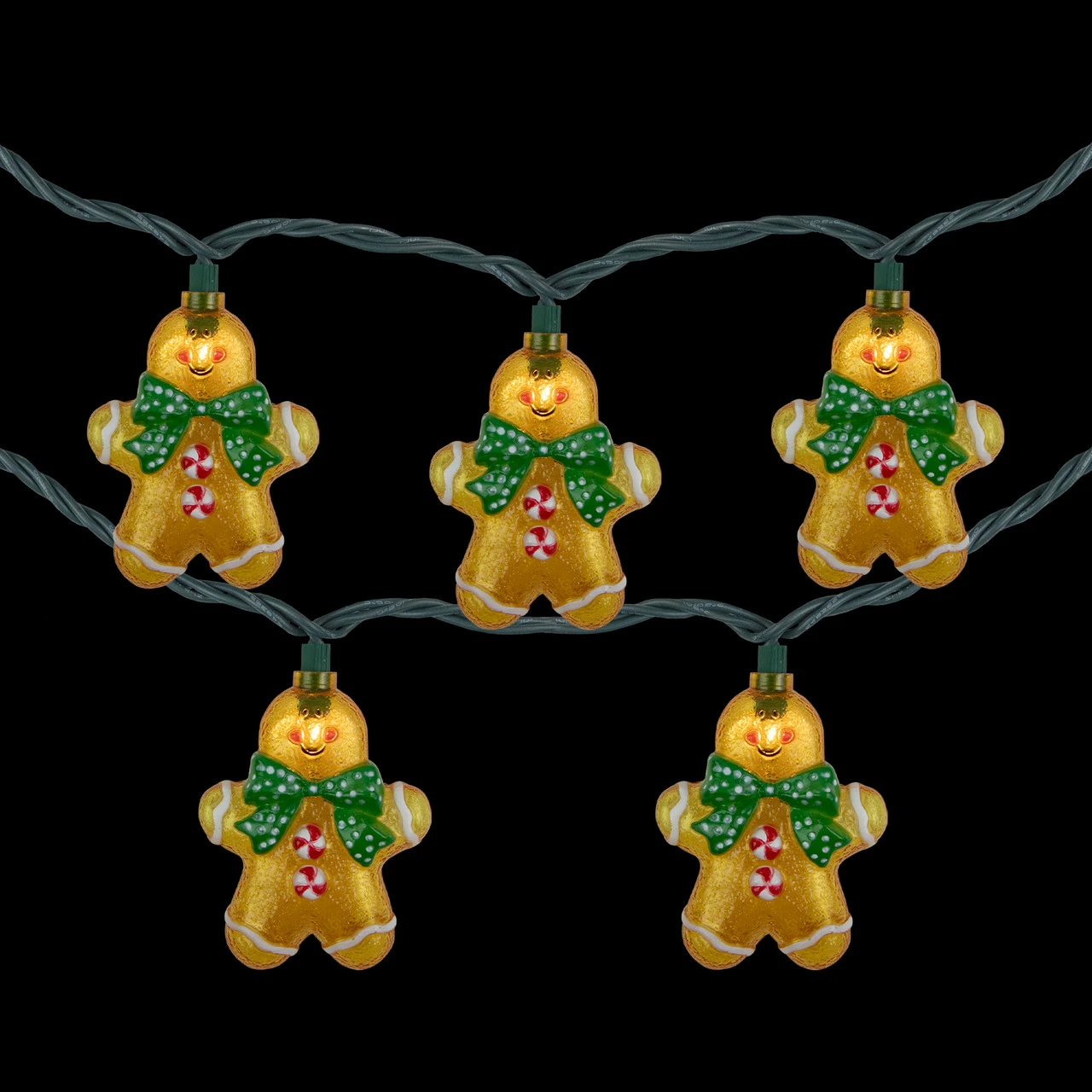 10ct Gingerbread Man Christmas Lights, Clear Lights, Green Wire 6 10ct Gingerbread Man Christmas Lights, Clear Lights, Green Wire - Image 4